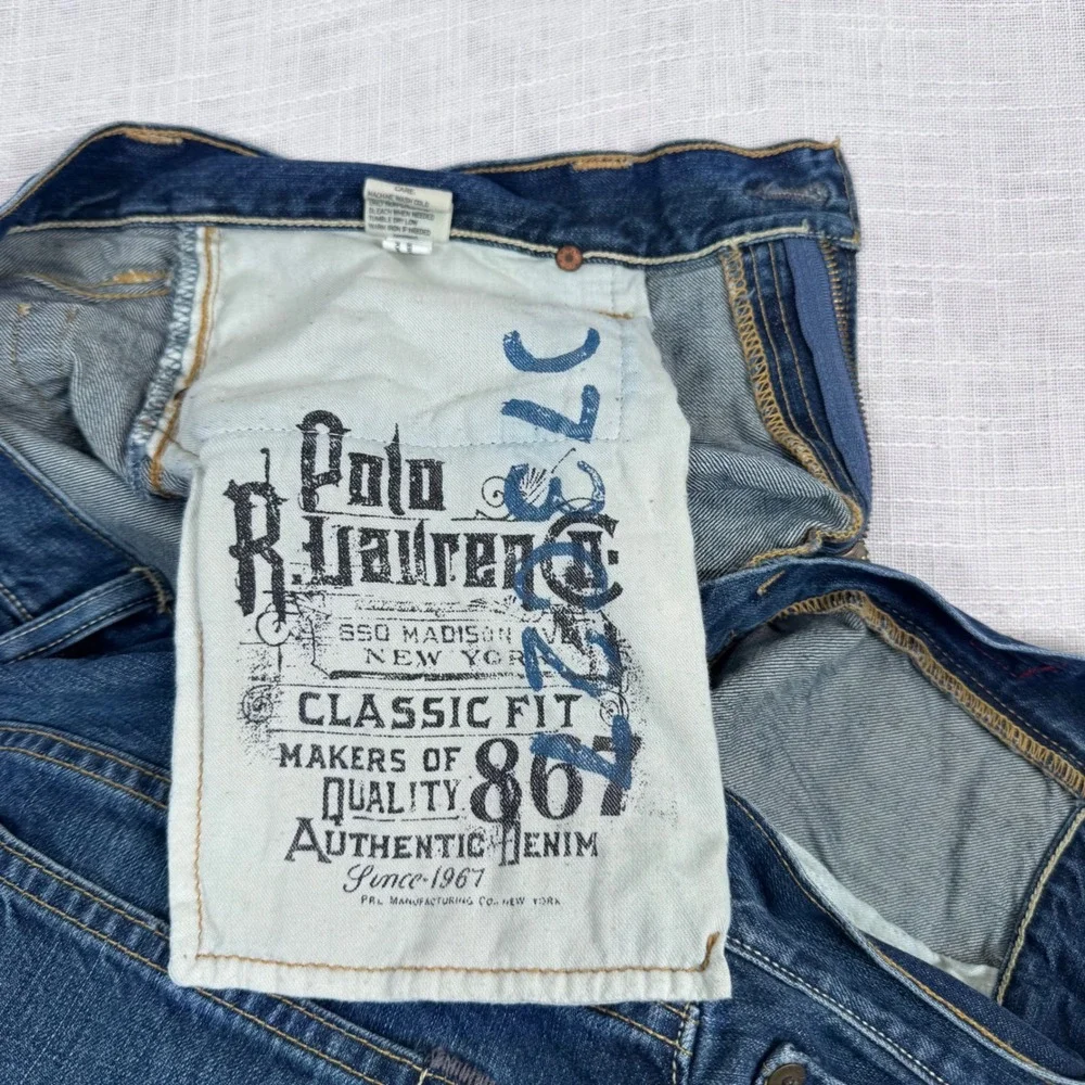 Polo Ralph Lauren Classic 867 Blue Denim Jeans 34x32 Medium Wash Preppy Heritage